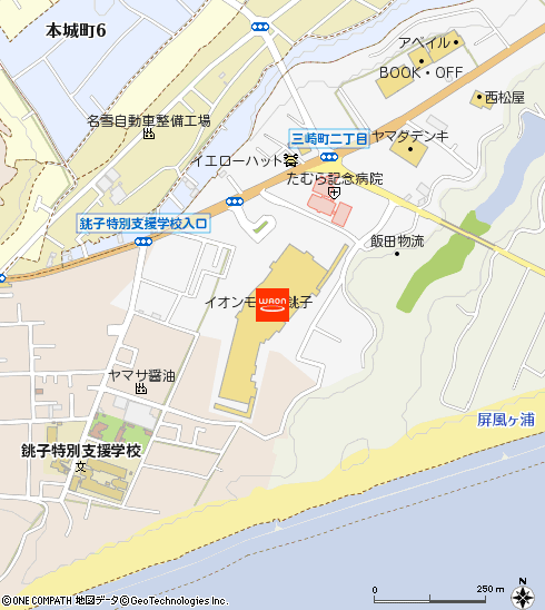 イオン銚子店付近の地図